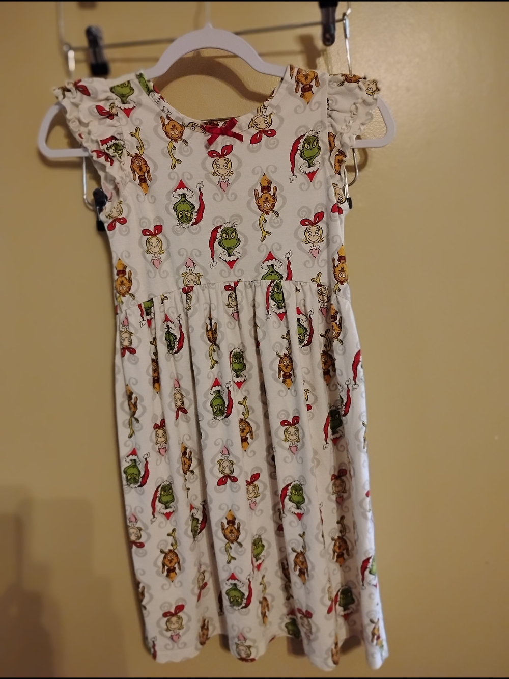 Hanna Andersson Dr. Seuss White Dress with Red and Green Character Print